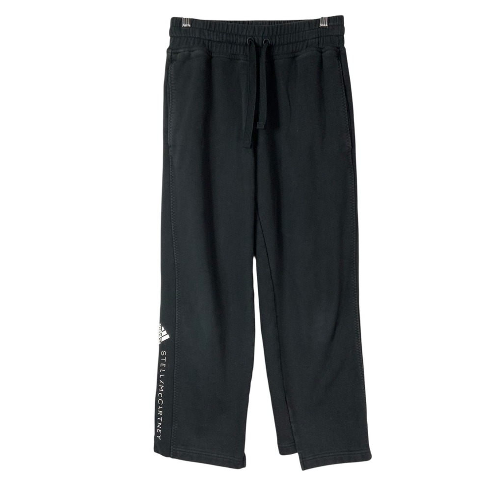 Adidas Stella McCartney Black Sweatpants XS Drawstring Straight Leg Logo Print